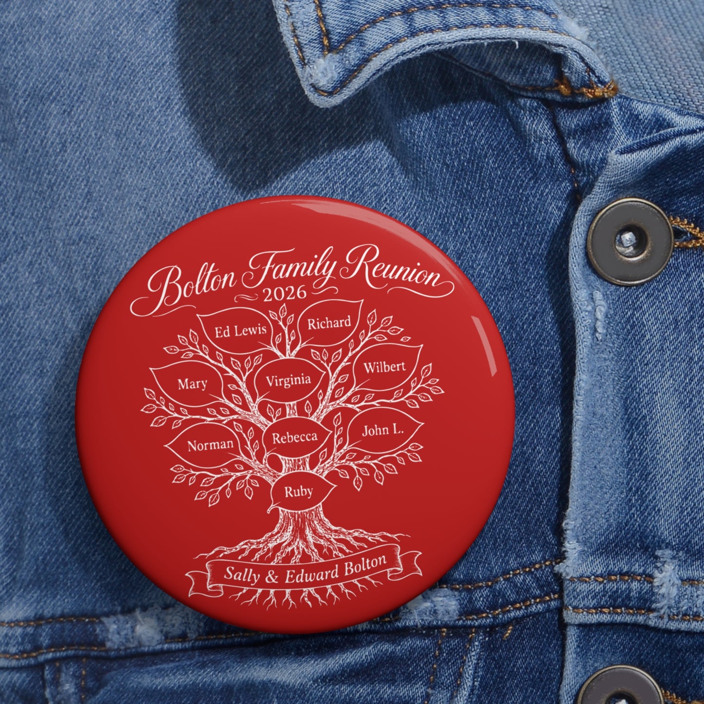 Family Reunion Button — Personalized Family Tree Name Buttons