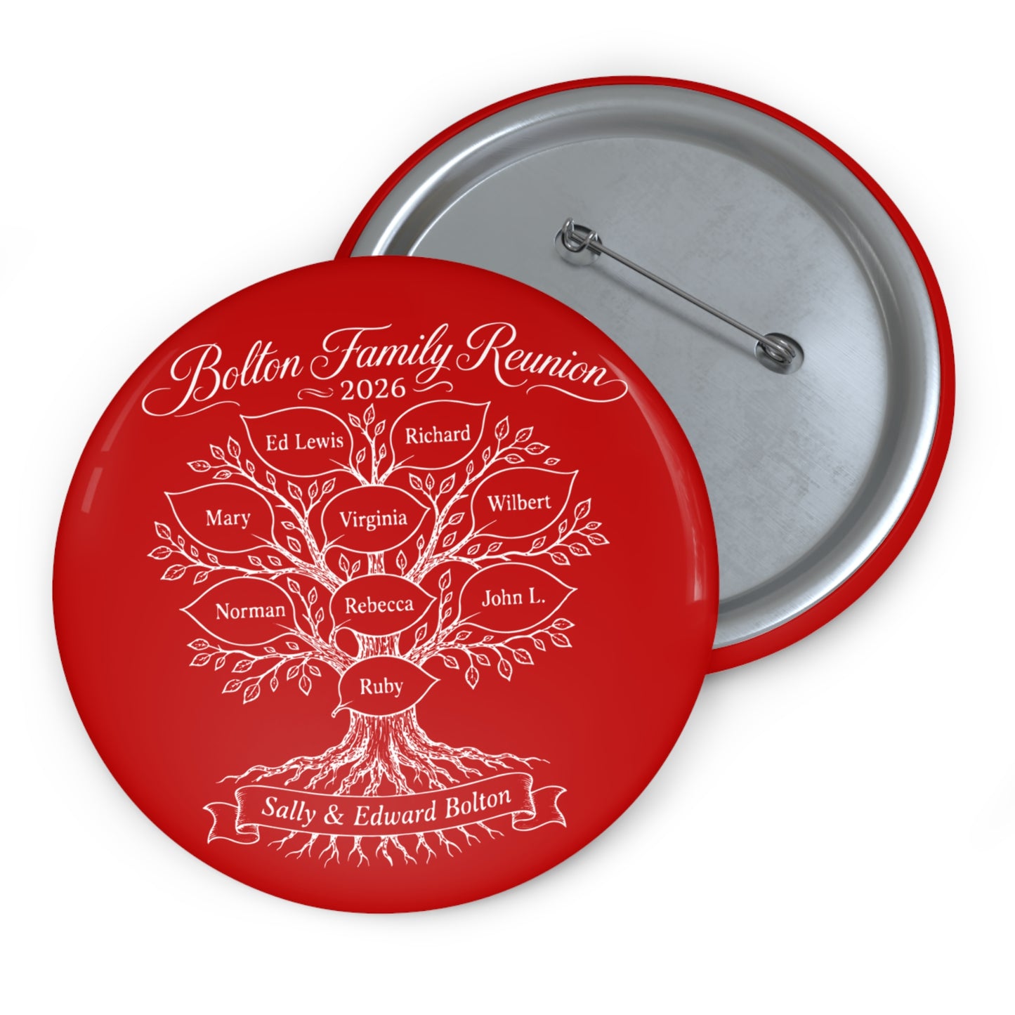 Family Reunion Button — Personalized Family Tree Name Buttons